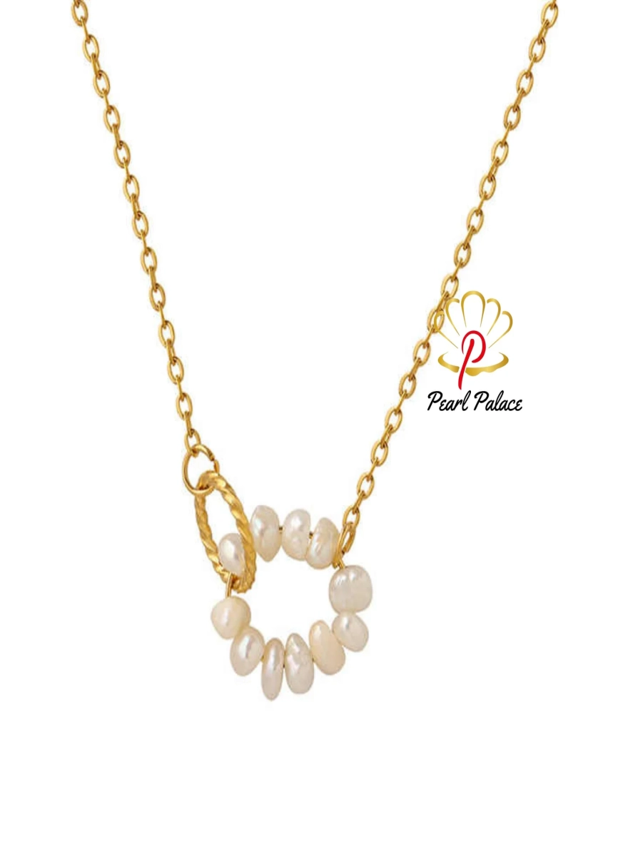 French Romanticism Double Ring Freshwater Pearl Necklace