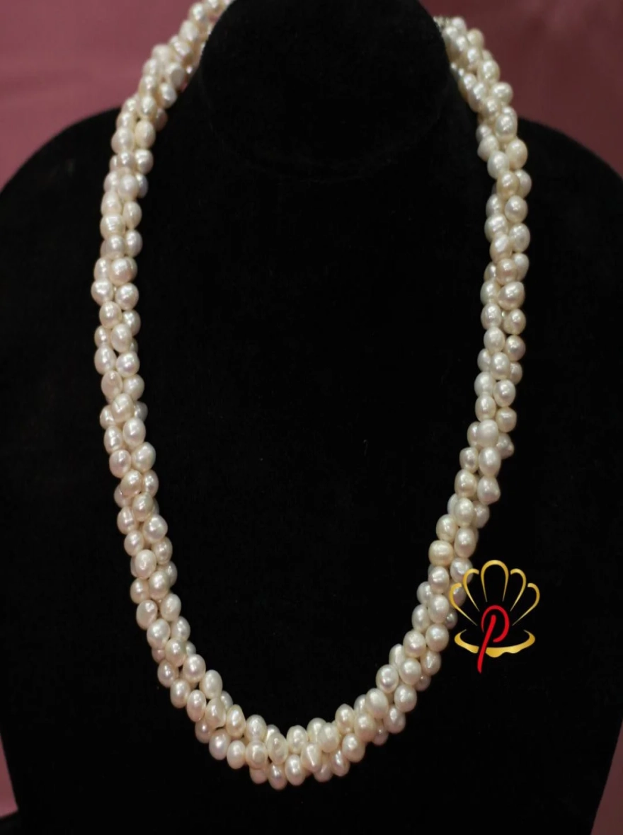 3-Layer Twisted Freshwater Pearl Necklace