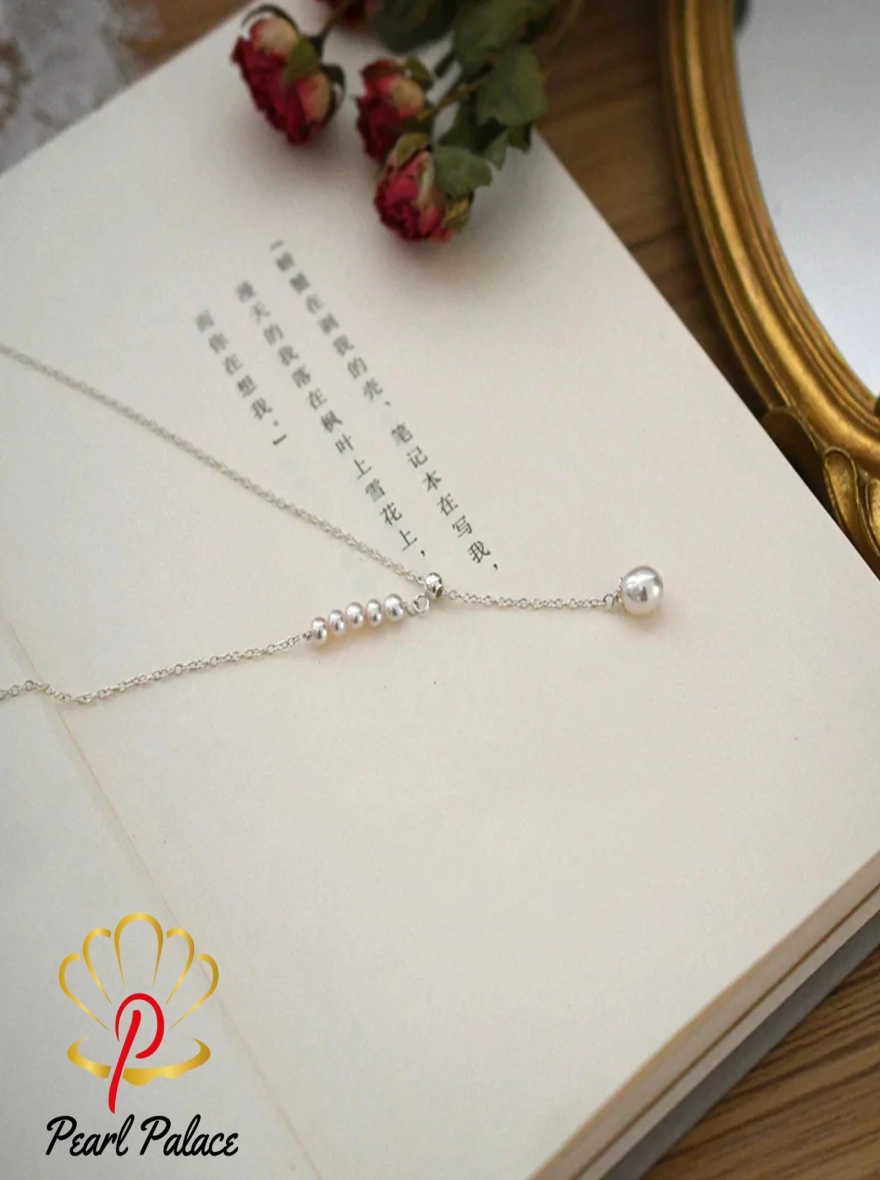 Natural Freshwater Pearl necklace 925 Sterling Silver Pendant fashion women