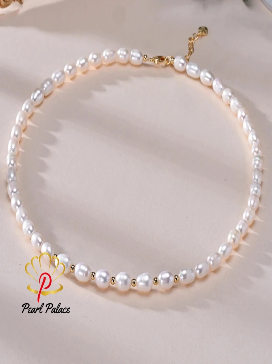 6-7mm Rice Shape Freshwater White Pink Purple Mixed Color Pearl Necklace 925 Sterling Silver Jewelry for Women