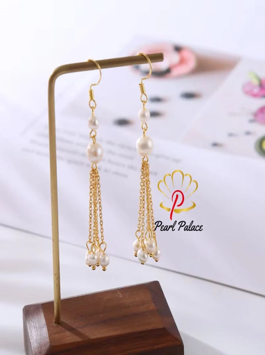100% Natural Freshwater Pearl 14K Gold Filled Tassel Drop Earrings for Women – Hypoallergenic, Wholesale Jewelry, Perfect Gifts.
