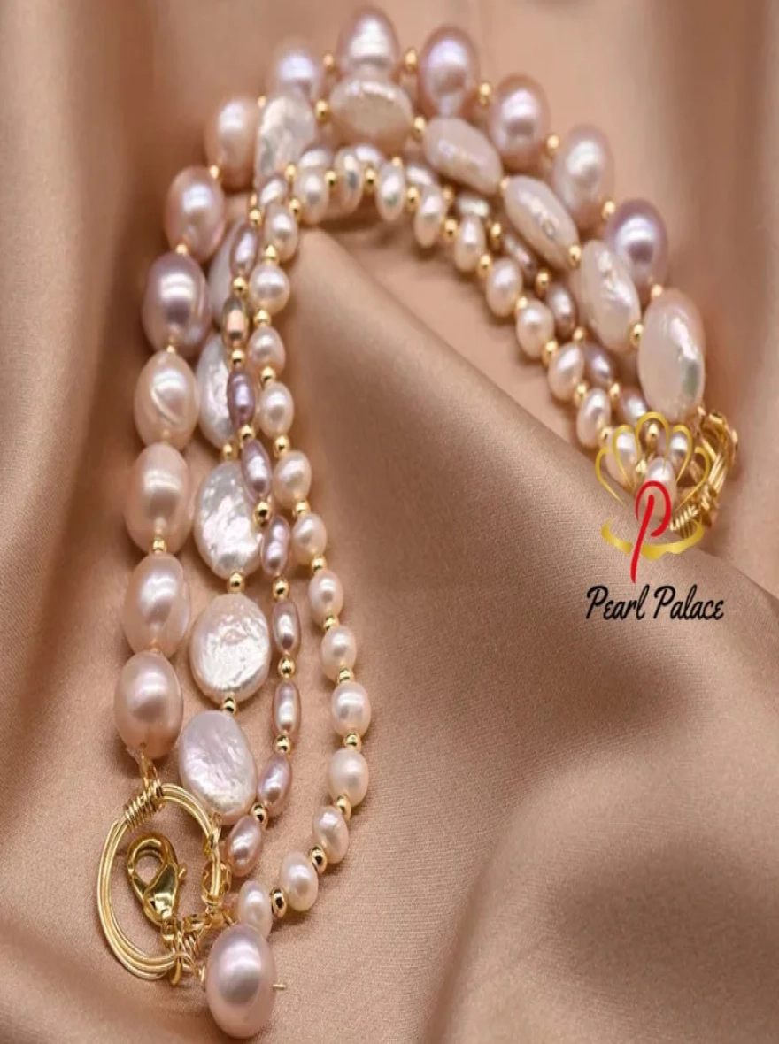 4 Different pearls Multilayer Charm bracelets