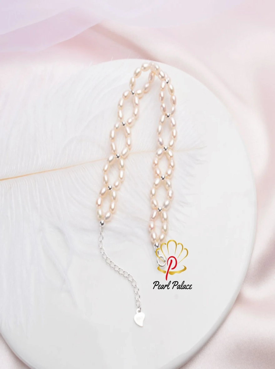 Natural Pearl 925 Sterling Silver bracelet For Women 3-4mm Freshwater Pearl Handmade Jewelry