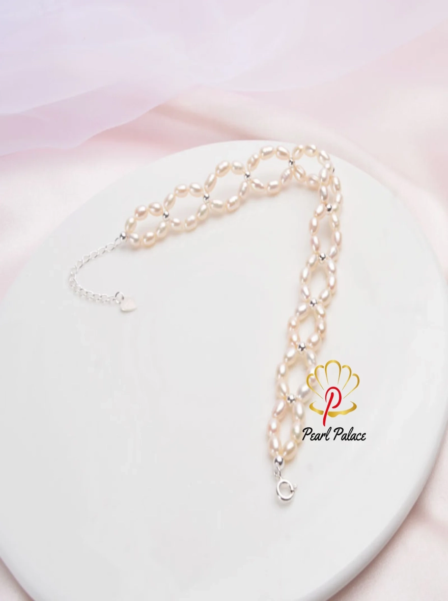 Natural Pearl 925 Sterling Silver bracelet For Women 3-4mm Freshwater Pearl Handmade Jewelry