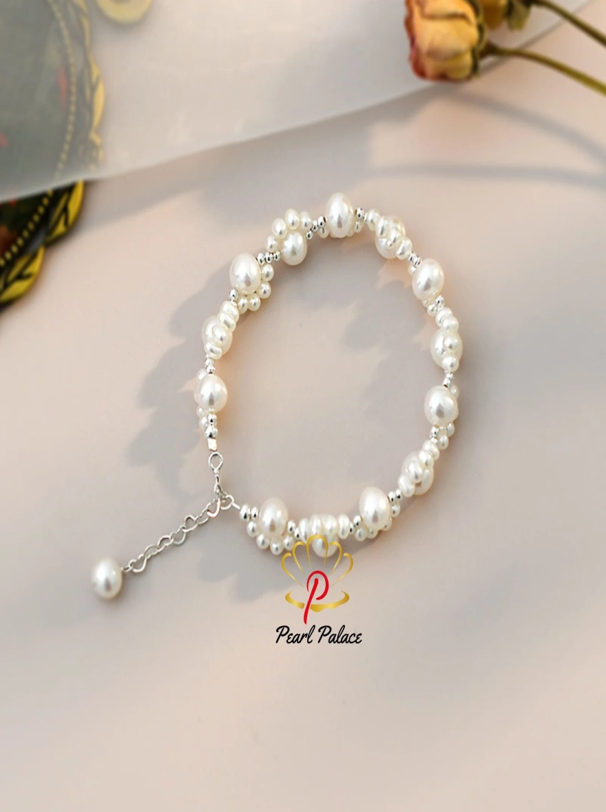 Natural Freshwater Pearl Cat's Claw Braided Bracelet 925 Sterling Silver for Women Gift