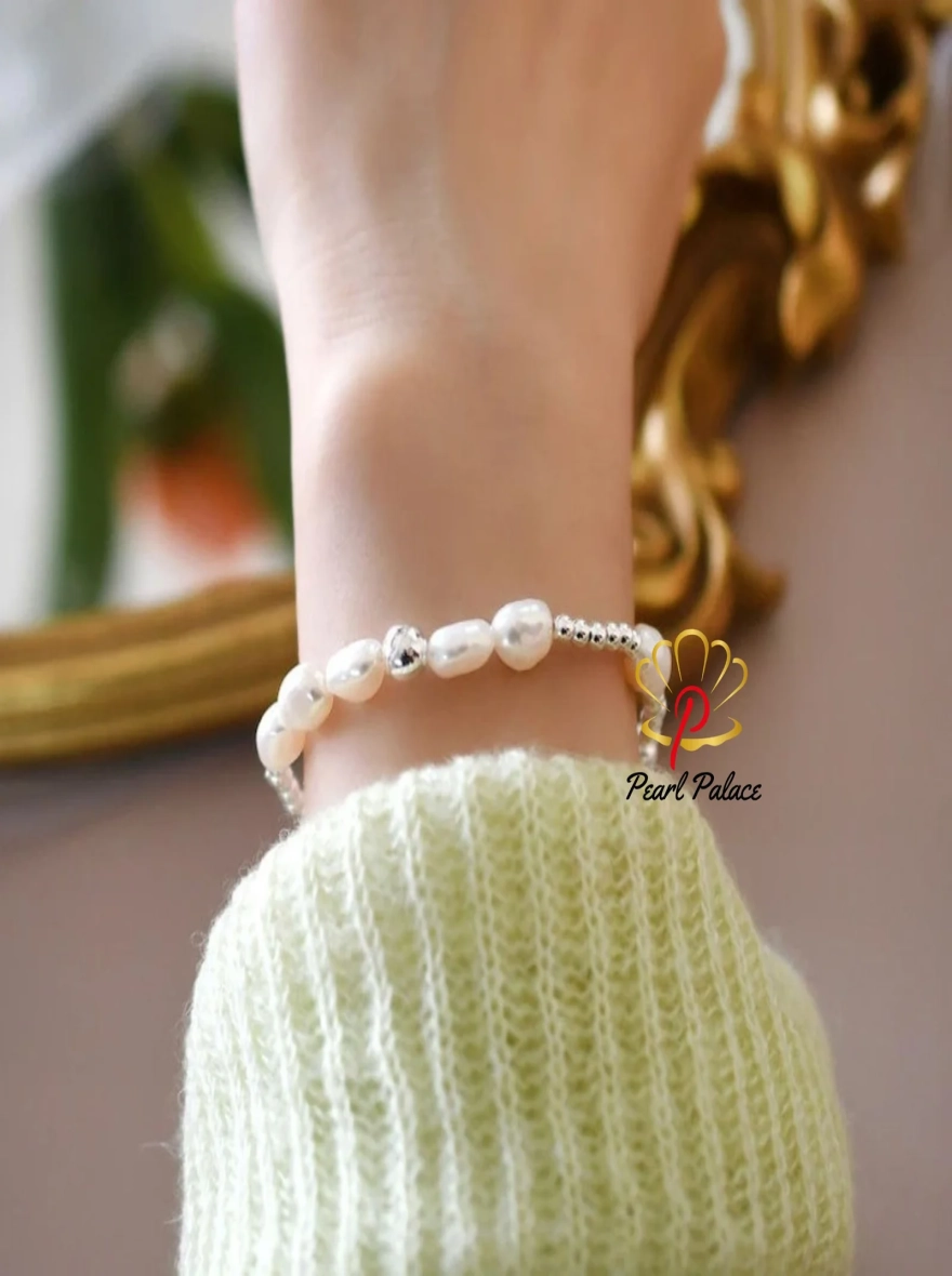 Baroque Pearl and Sterling Silver Bracelet