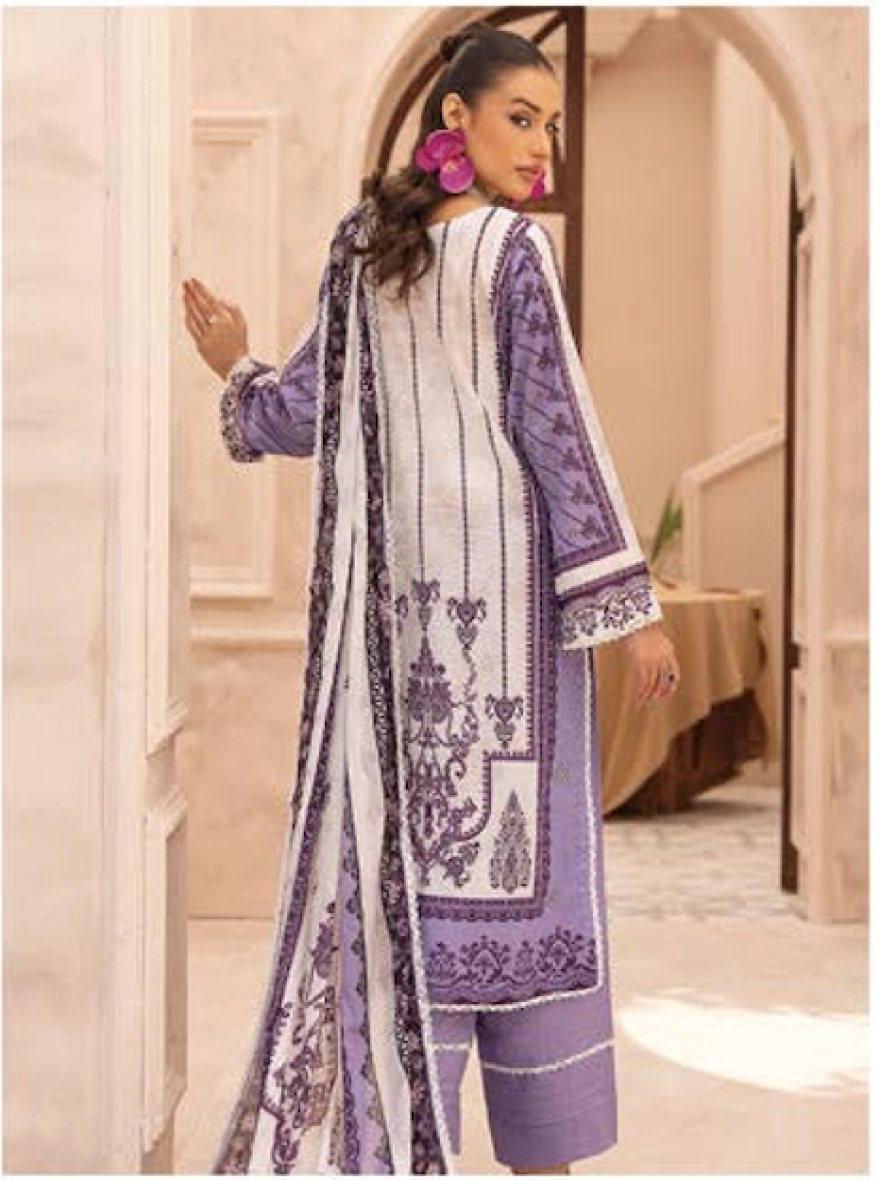 Violet Regal Embroidered 3-Piece Lawn Suit-unstitched