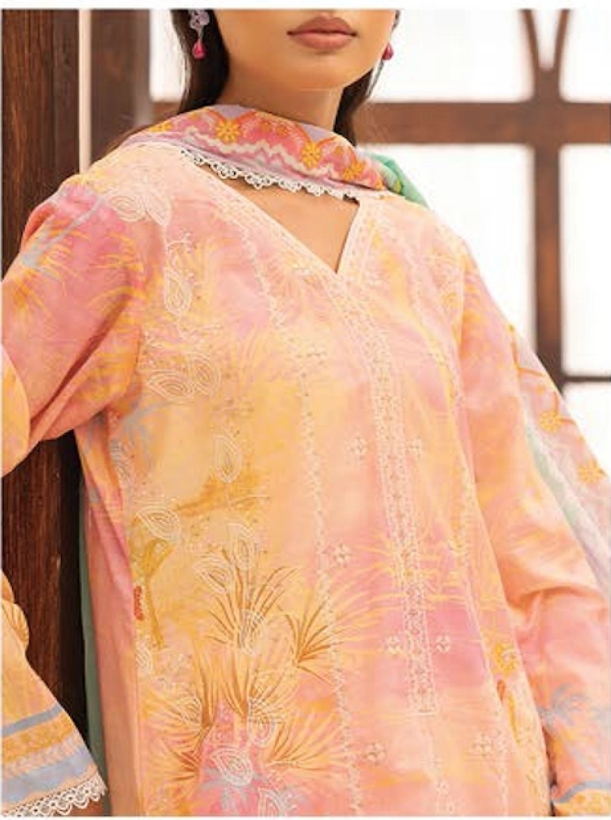 Sunset Haze Embroidered 3-Piece Lawn Suit-unstitched