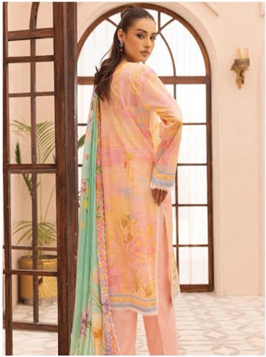 Sunset Haze Embroidered 3-Piece Lawn Suit-unstitched