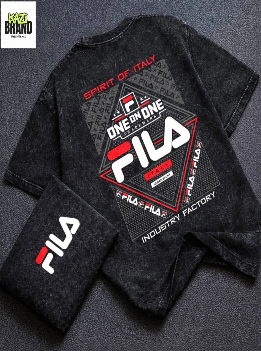 FILA SPIRIT OF ITALY" Acid Wash Premium Drop Shoulder T-Shirt