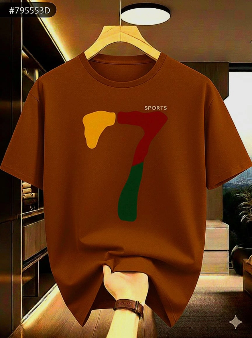 Sporty "7" Tri-Color Maroon Tee