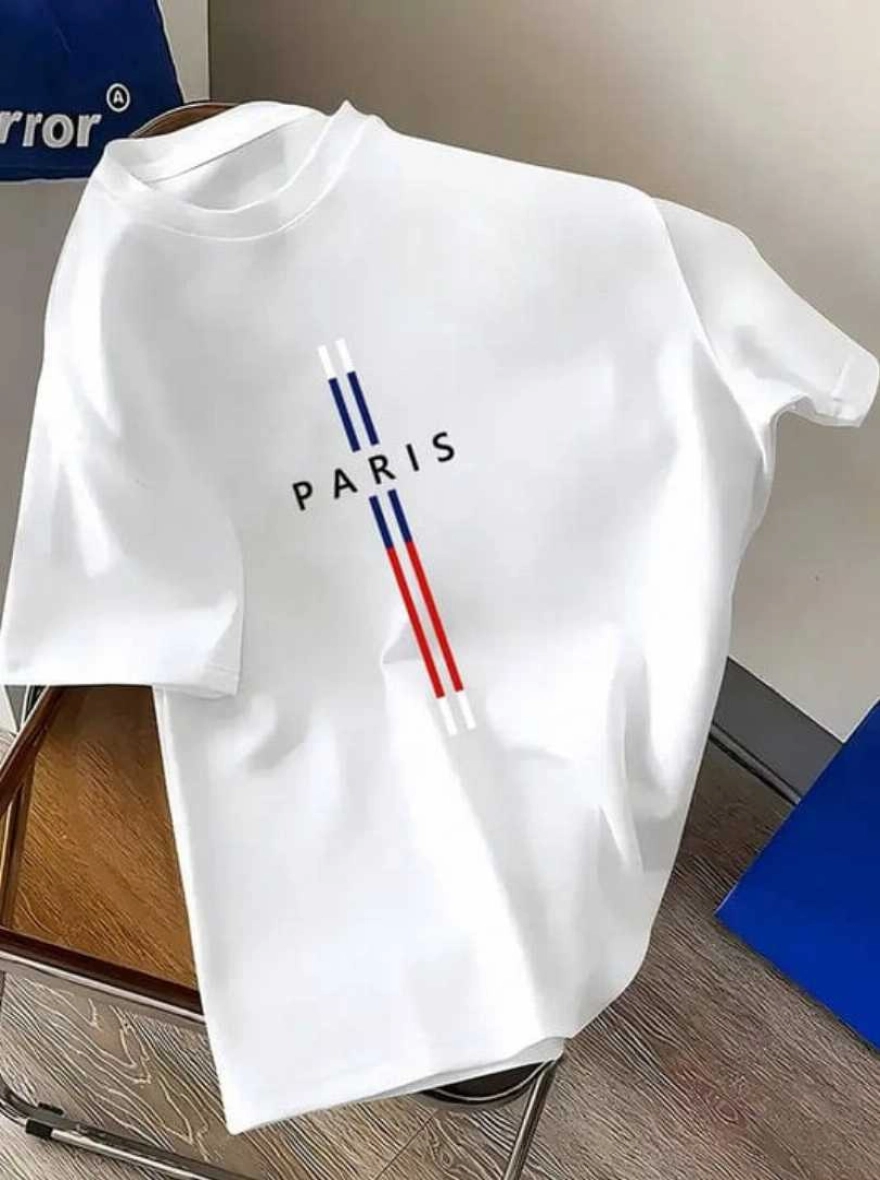 Paris French Stripe Minimalist White Tee