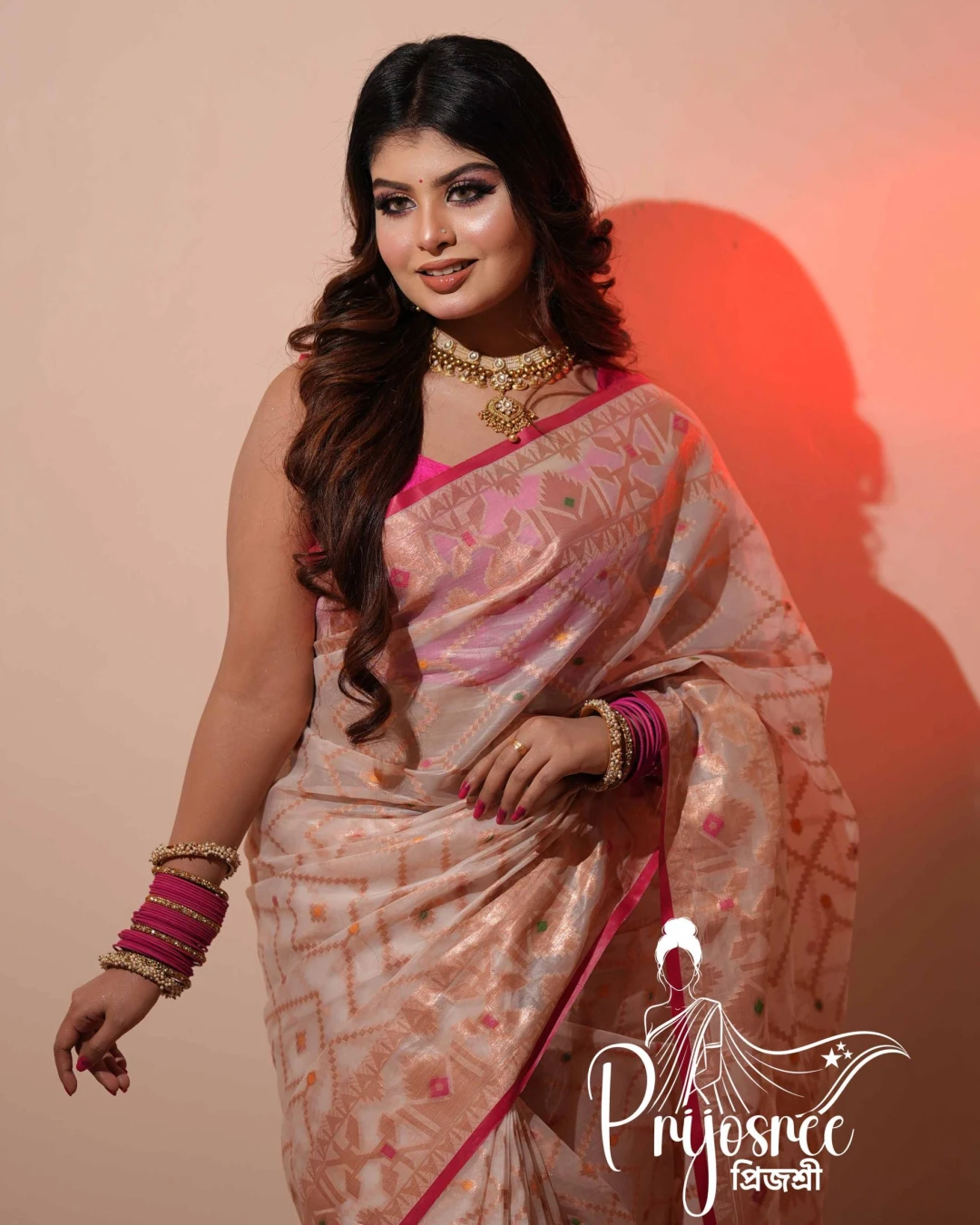 Prijosree Signature Collection | Muslim Silk Jamdani Saree – Off White