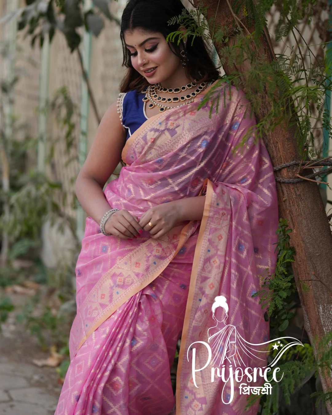 Prijosree Signature Collection | Muslim Silk Jamdani Saree – Baby Pink