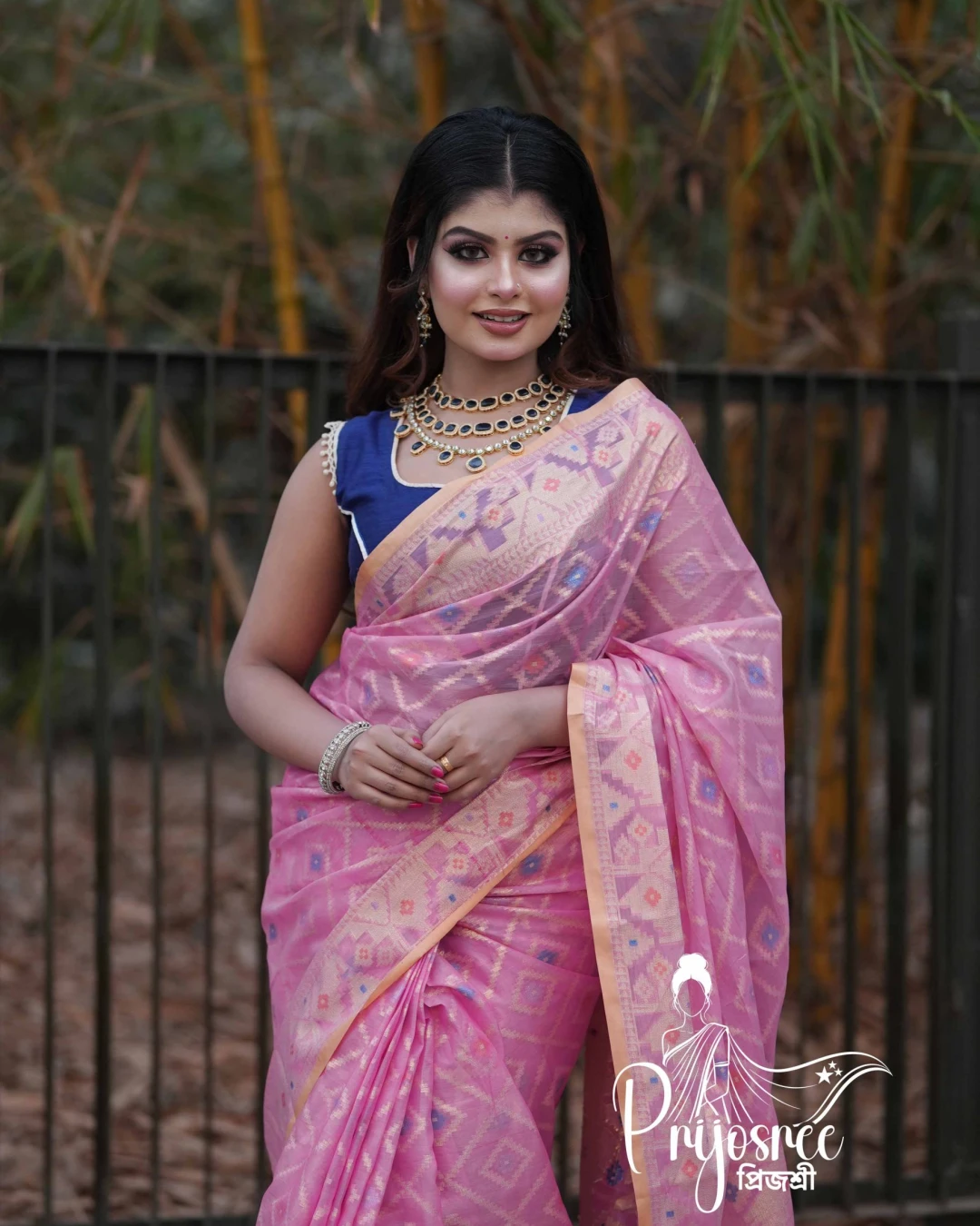 Prijosree Signature Collection | Muslim Silk Jamdani Saree – Baby Pink