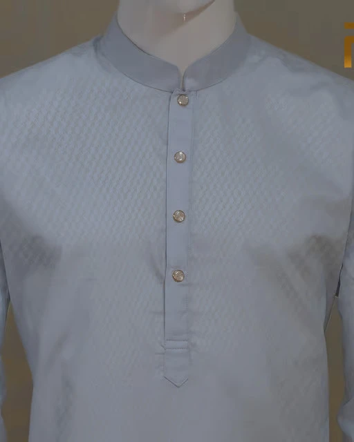 Pale Blue Jacquard Premium Cotton Combo Panjabi with Snap Button – Elegant Traditional Wear