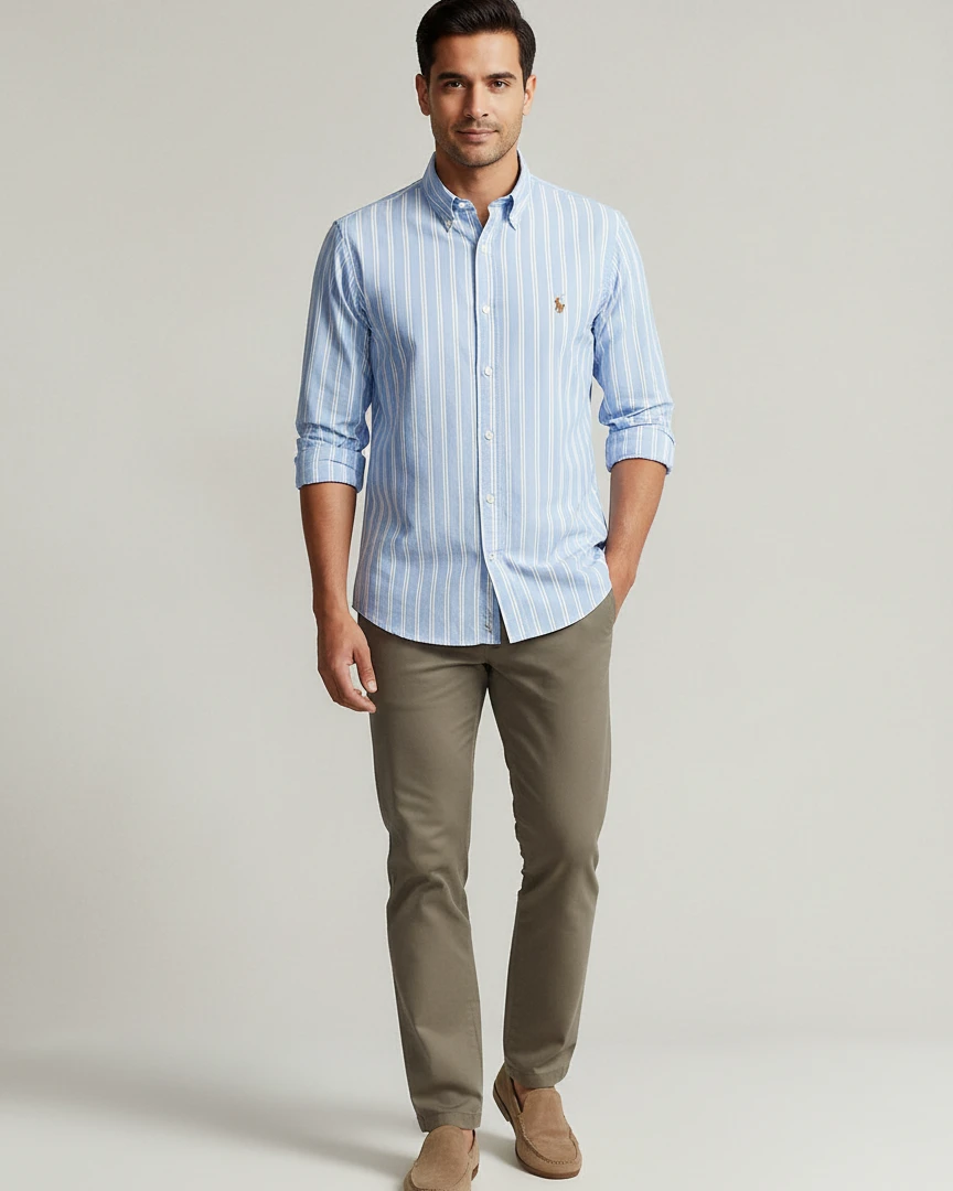 Premium Slim Fit Sky Blue Stripe Shirt