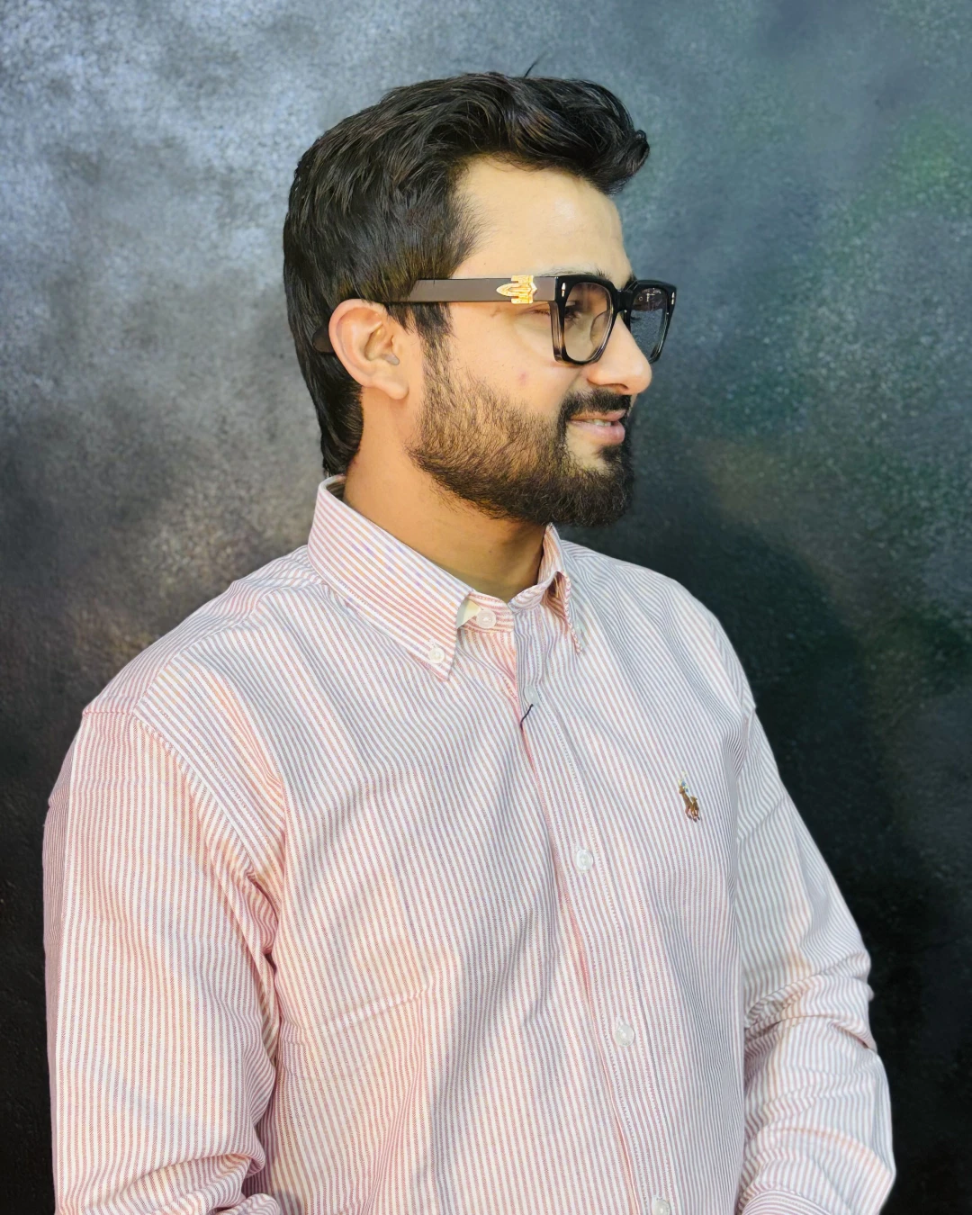 Premium White with dusty Rose Pinstripes