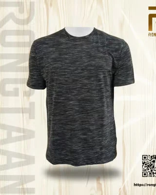 Ashy Black Inject Slub Jersey Screen print 90% Cotton-10% Polyester Inject Men’s Knit T-shirt