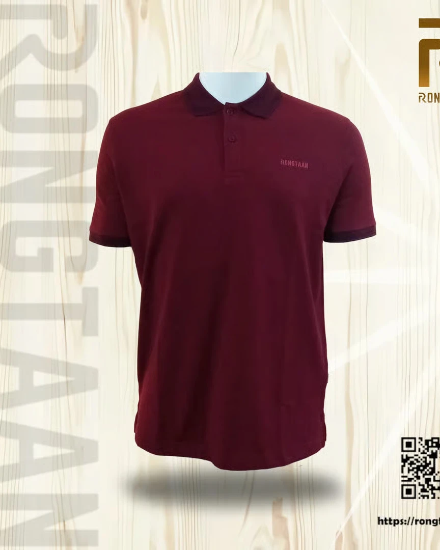 Burgundy With Merun Accents Double Lacoste Screen print (55% Cotton 45% Polyester) Men’s Knit Polo Shirt
