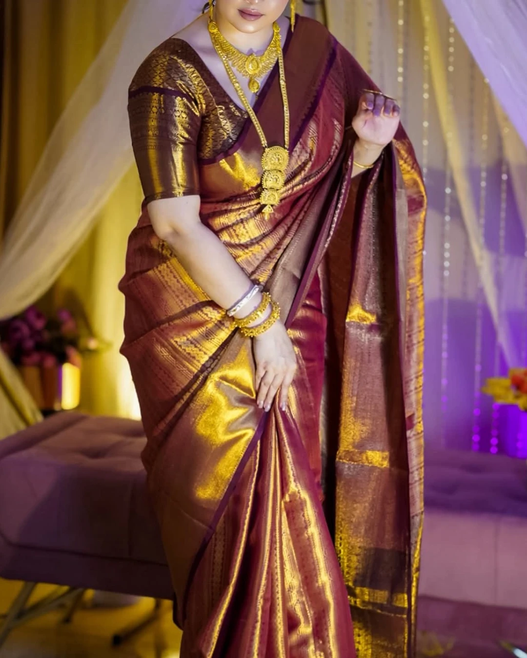 Kanchipuram katan saree কাঞ্জিপুরাম কাতান শাড়ী