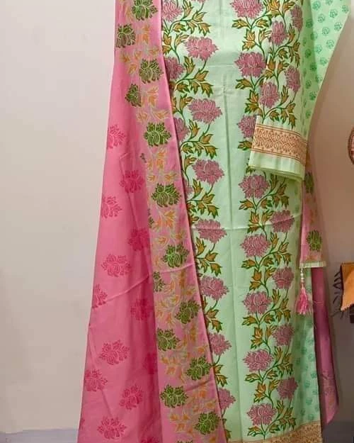 Deep Purple & Lavender Floral Screen-Print 3-Piece Salwar Kameez Suit