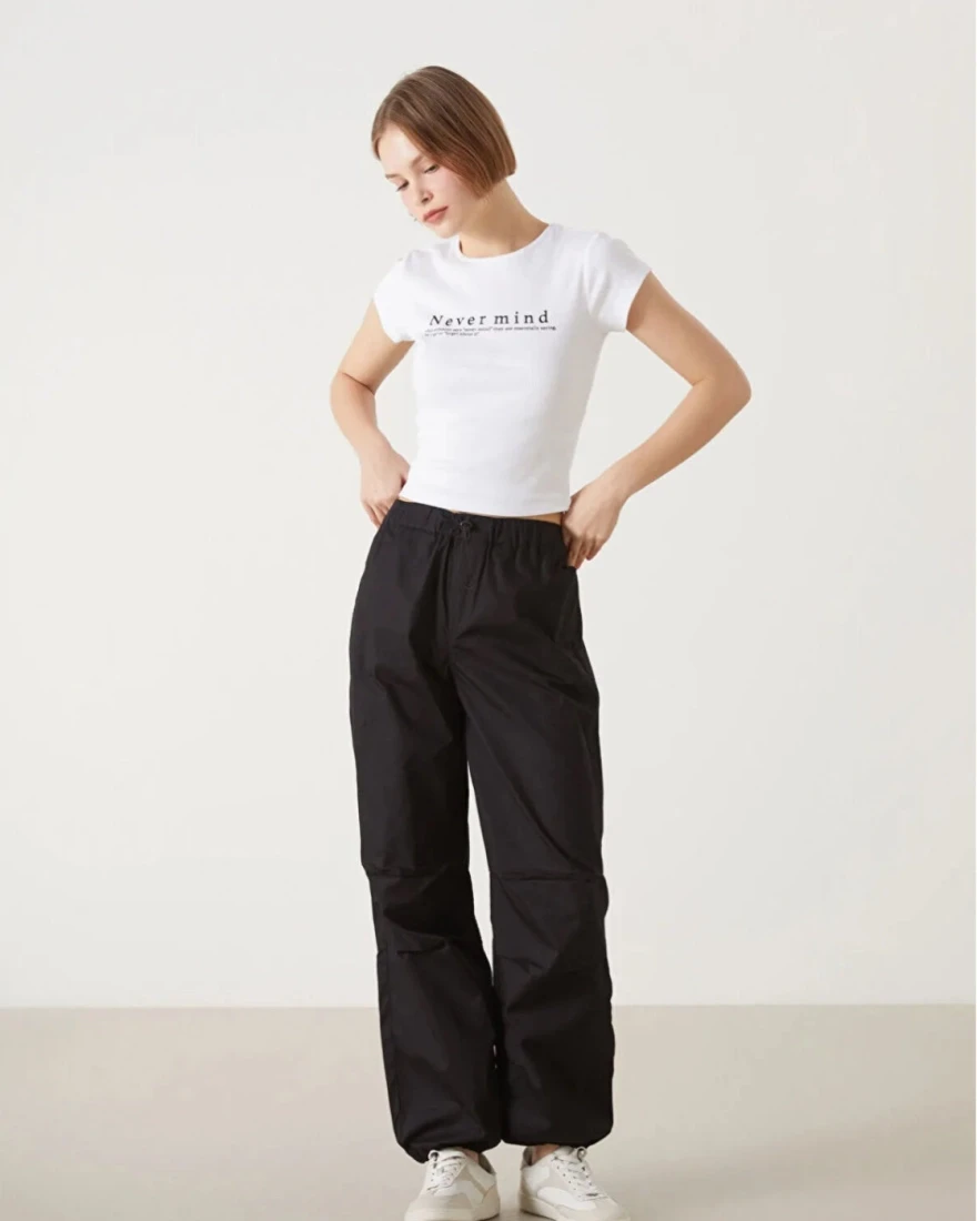 White Crop Top - Never Mind Printed