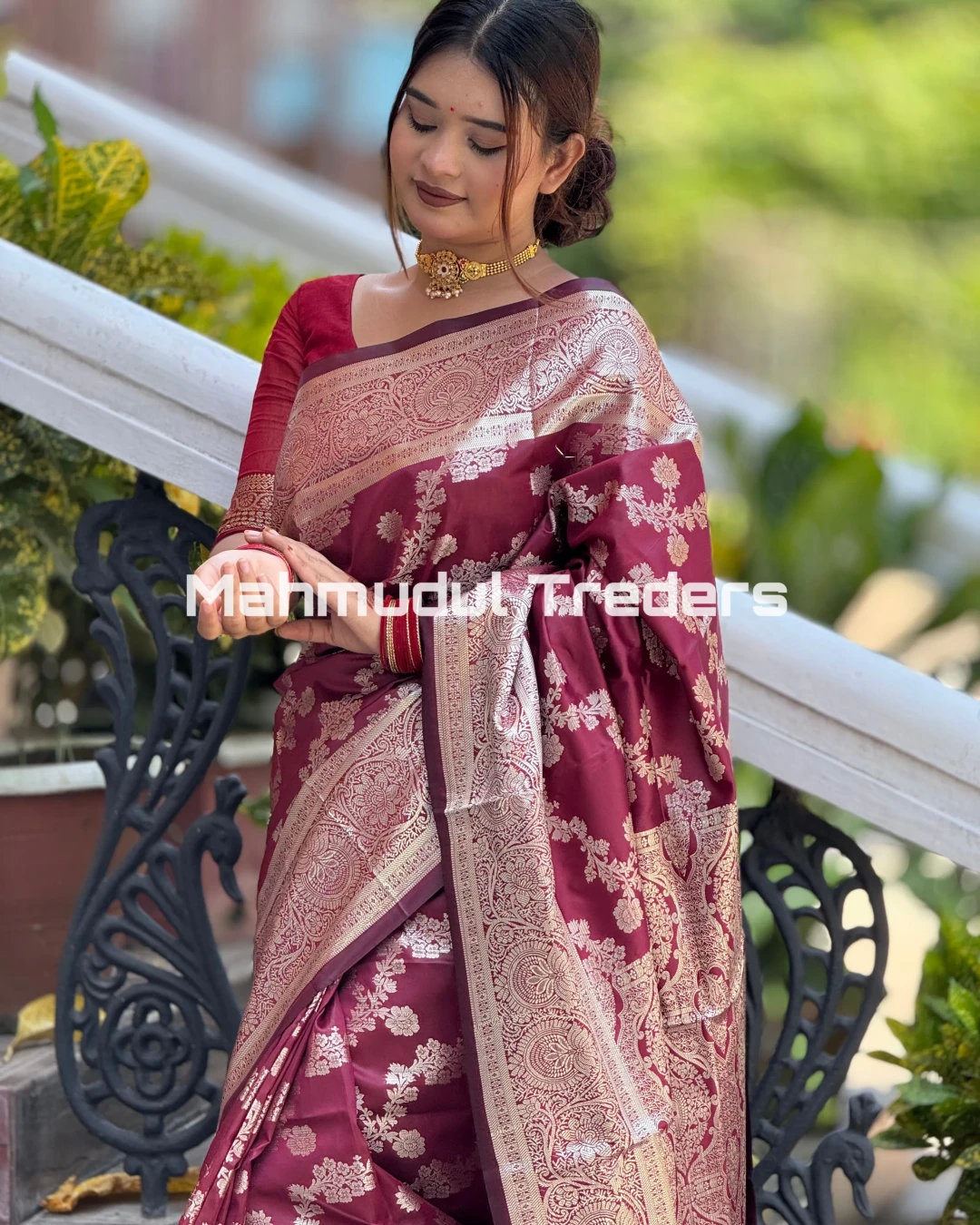Maroon Colour Benaroshi Katan Saree