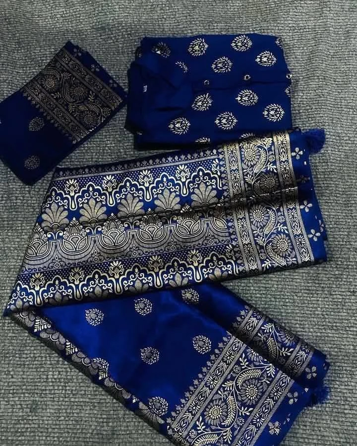 Royal Japanese Soft Silk Screen-Print Couple Combo