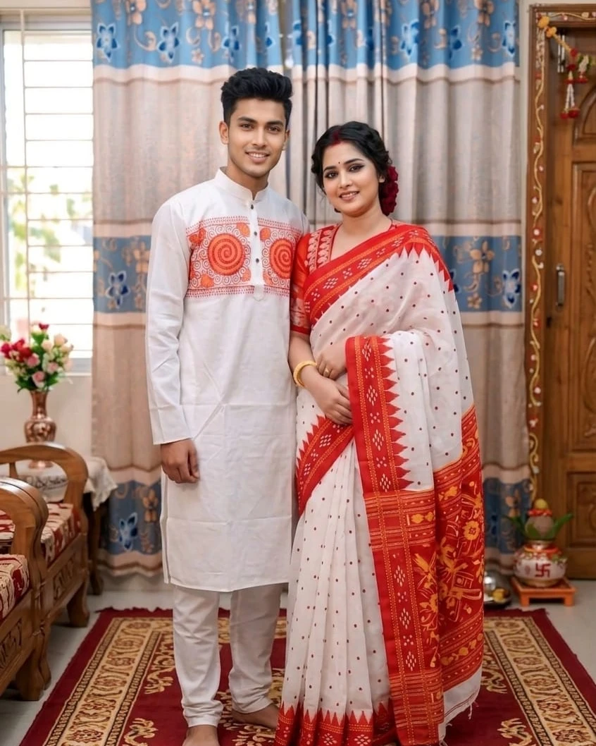 Boishakhi Tradition Premium Couple Combo (Saree & Panjabi)