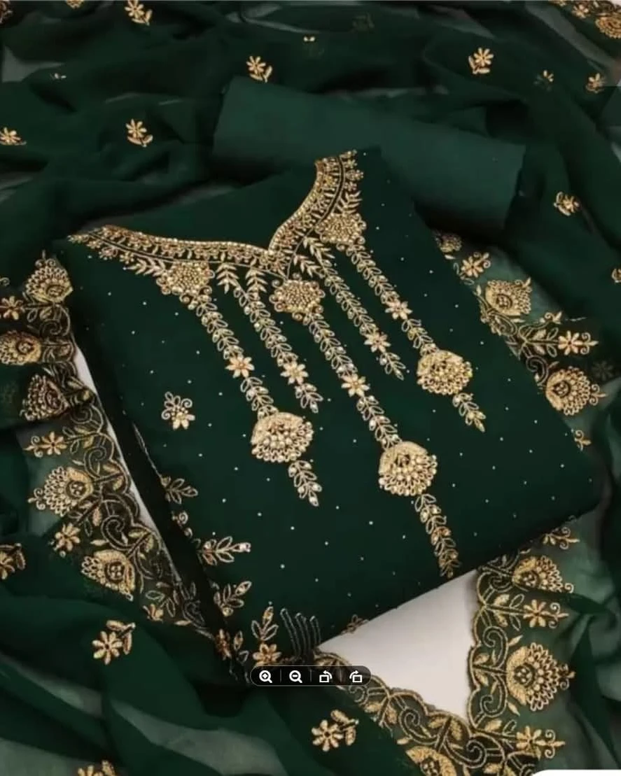 Royal Plum Heavily Embroidered Georgette 4-Piece Set