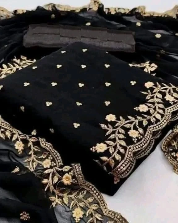 Midnight Premium Embroidered Georgette 4-Piece Set