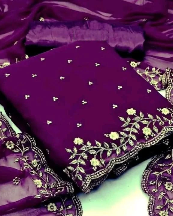 Midnight Premium Embroidered Georgette 4-Piece Set