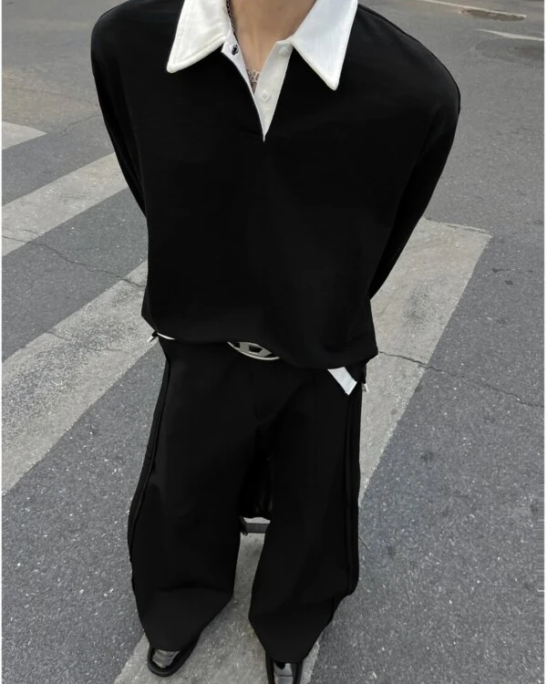 American Preppy Long Sleeve Sweatshirt – High Sensation Heavyweight Collar Top