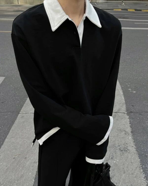 American Preppy Long Sleeve Sweatshirt – High Sensation Heavyweight Collar Top