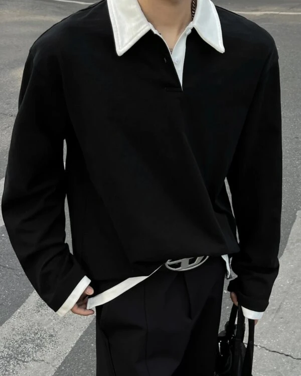 American Preppy Long Sleeve Sweatshirt – High Sensation Heavyweight Collar Top