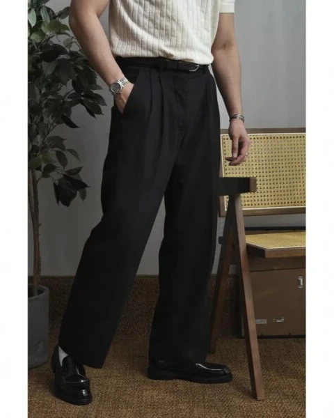 American Style Double Pleat Nine-Point Pants