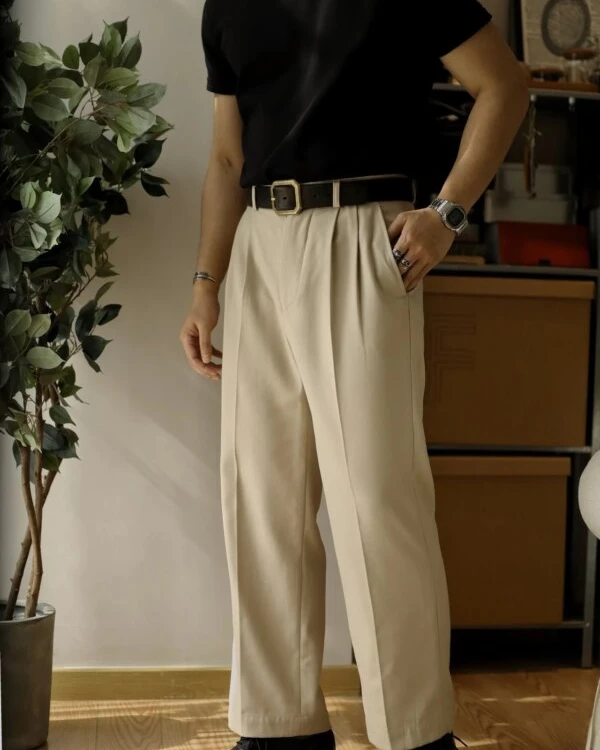 American Style Double Pleat Nine-Point Pants