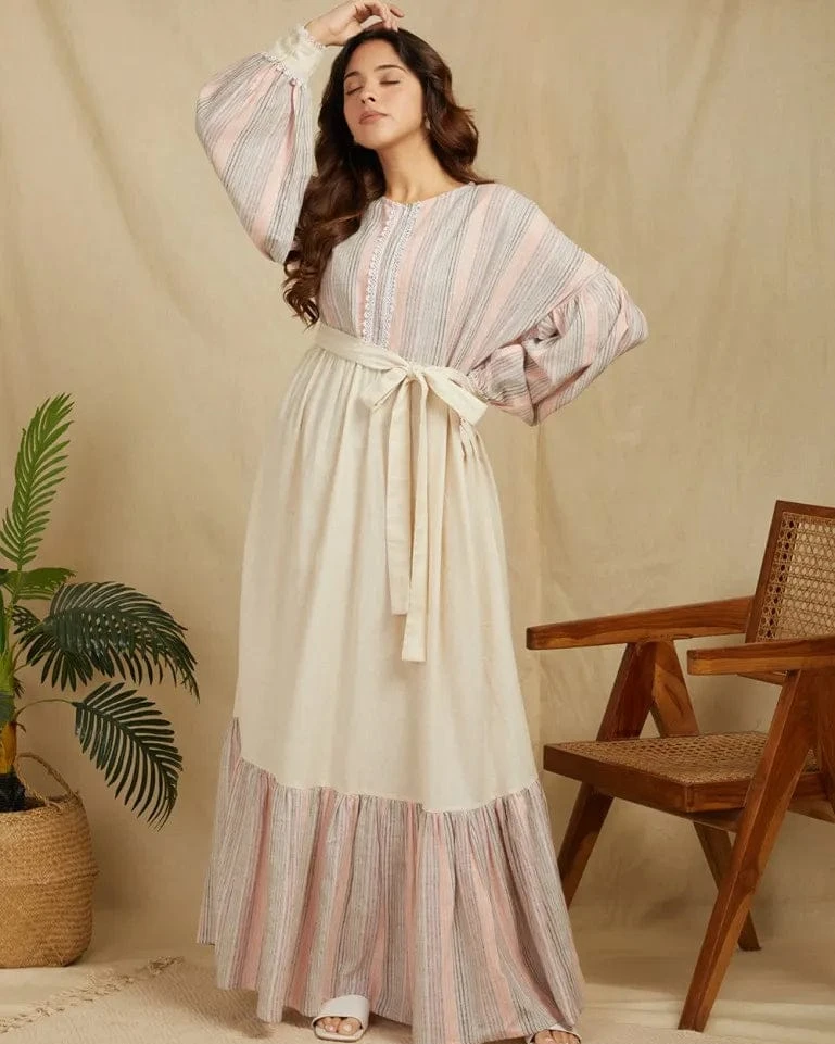 Serene Horizon Striped Maxi Dress