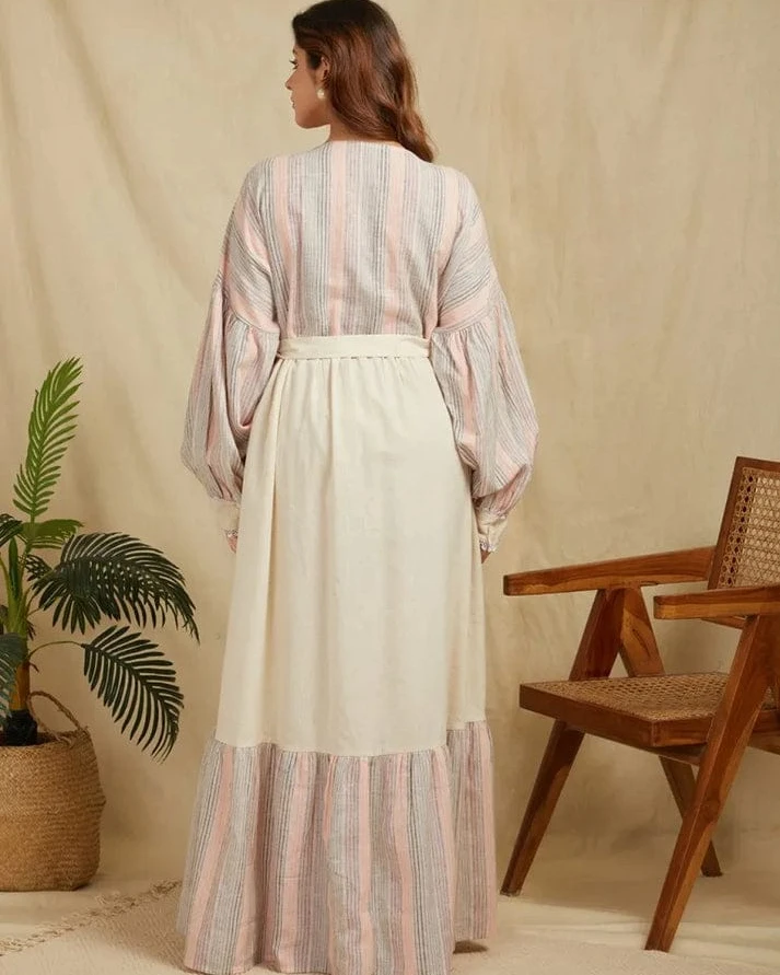 Serene Horizon Striped Maxi Dress