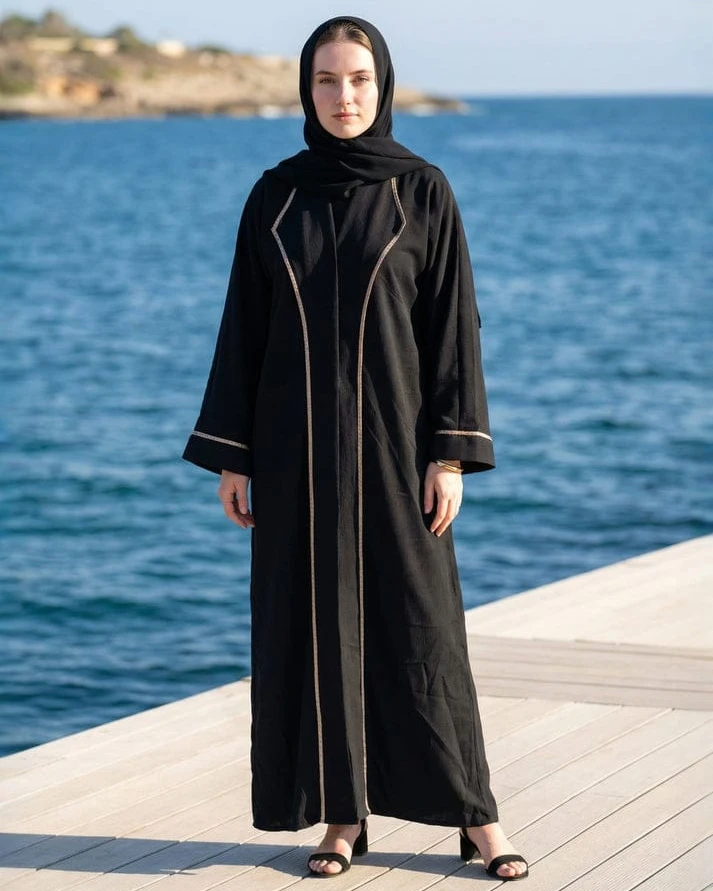 Midnight Gold Contoured Abaya Set