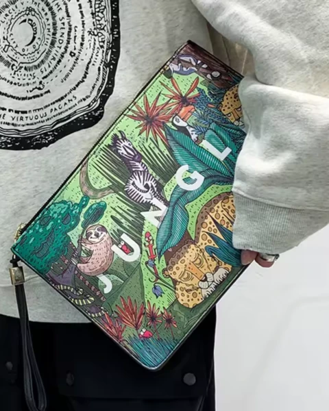 Garb “Tide” Series | Exotic Animal Print High-Capacity Envelope Clutch