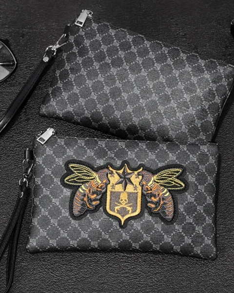 Garb Signature | Heritage Vintage Embroidered Horizontal Leather Clutch