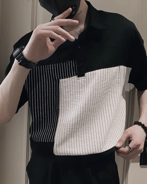 Garb Signature | High-Grade Striped Ice Silk Cooling Polo