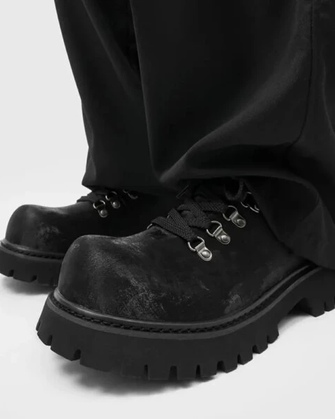 Men’s Distressed Denim Derby Shoes – Chunky Grunge Platform Edition