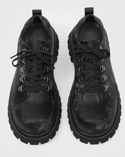 Men’s Distressed Denim Derby Shoes – Chunky Grunge Platform Edition