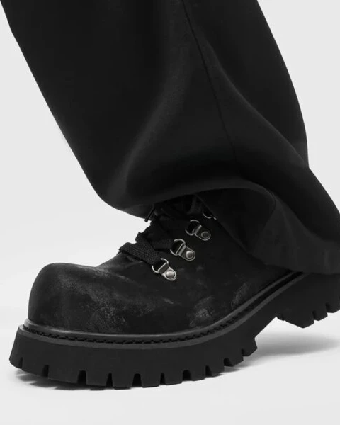 Men’s Distressed Denim Derby Shoes – Chunky Grunge Platform Edition