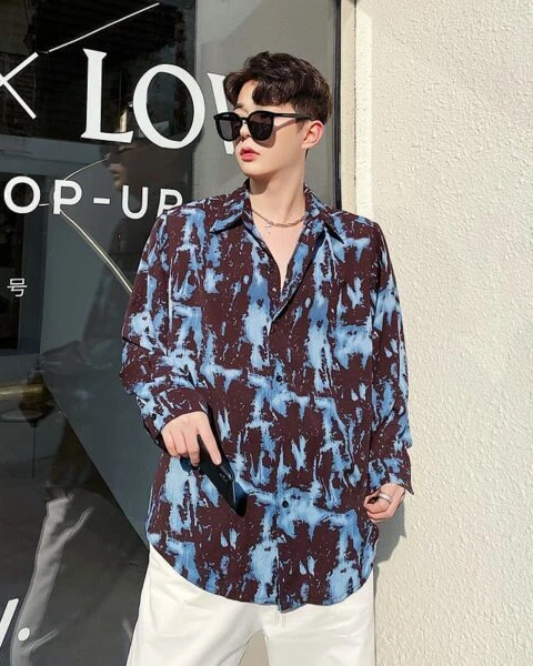 Premium Artistic Print Relaxed Shirt – Urban Hipster Edition