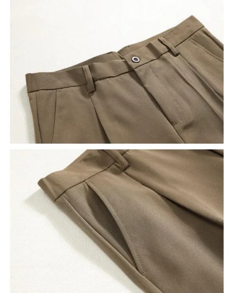 Premium Front Fold Wide-Leg Trousers