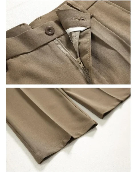 Premium Front Fold Wide-Leg Trousers